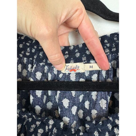 Faherty Emery Peasant Blouse in Lotus Floral Print Tie V Neckline Medium - Picture 5 of 6